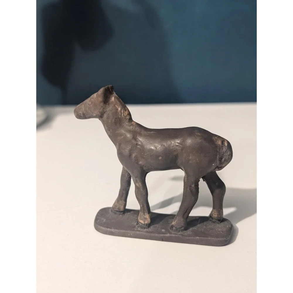 1930s-1950s Slush Cast Metal Toy Horse Flat Base Lead Alloy Miniature